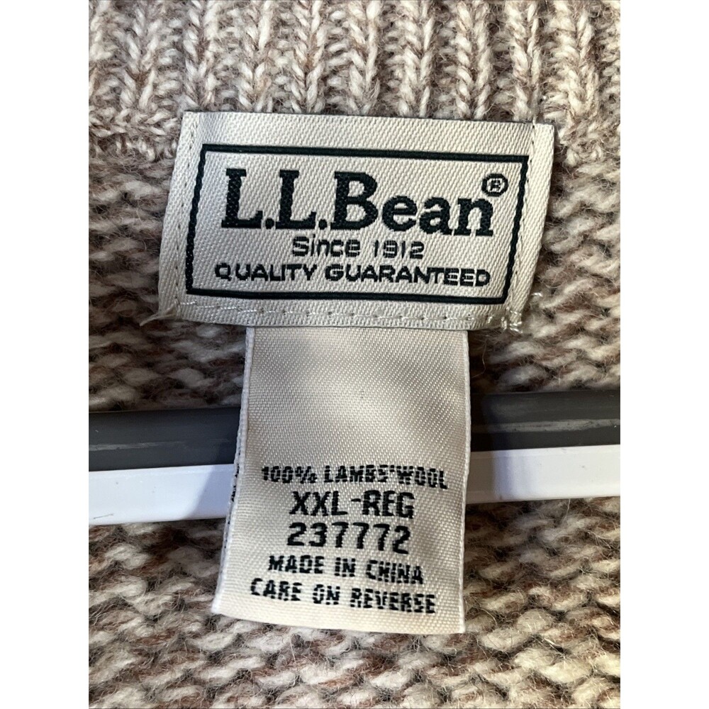 LL Bean 100% Lambs Wool Sweater Mens XXL 2XL Henley Beige Winter Ski - Picture 4 of 8